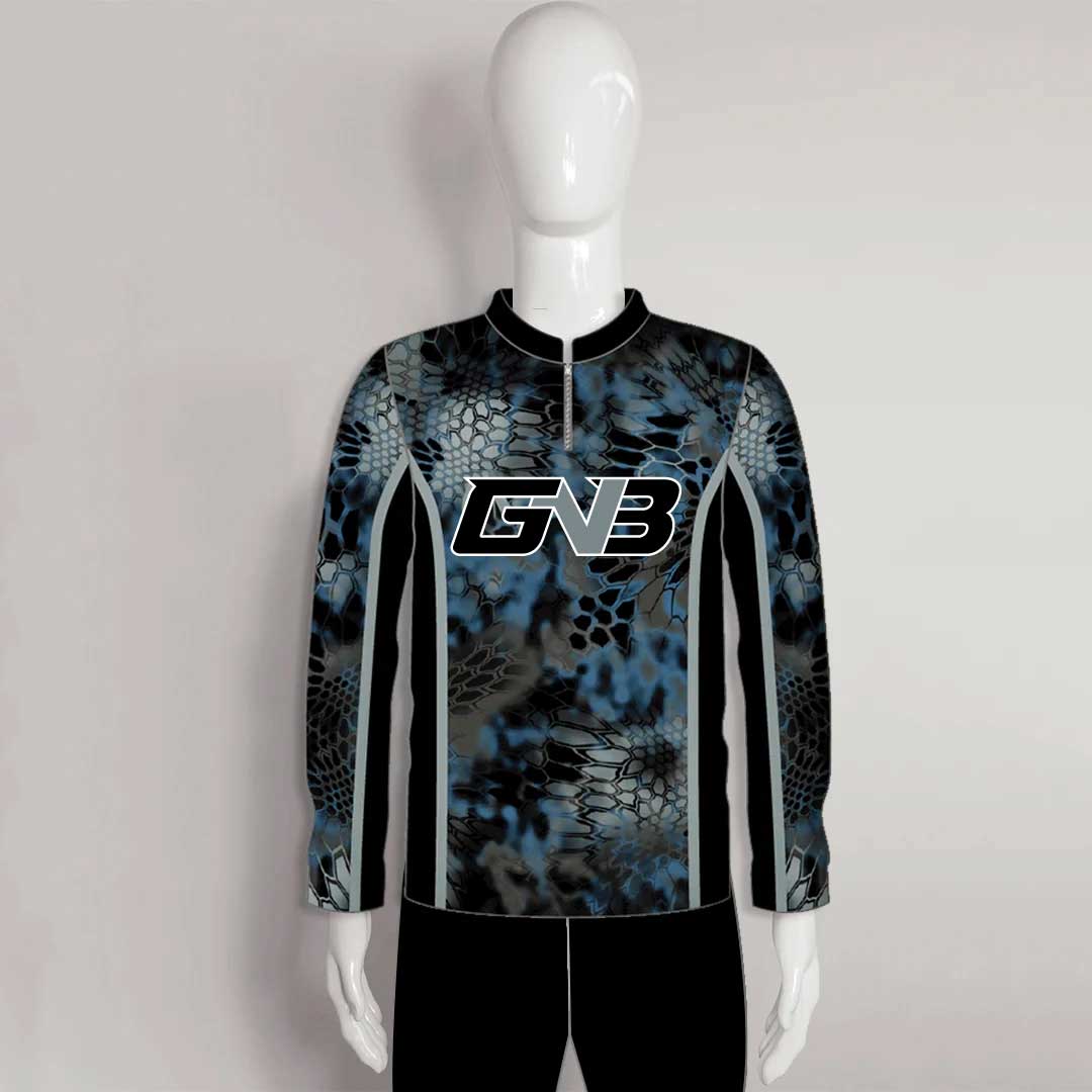 FJZ70 Light Blue Gray Performance Custom Fishing Shirts