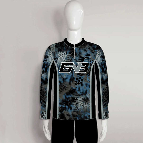 FJZ70 Light Blue Gray Performance Custom Fishing Shirts