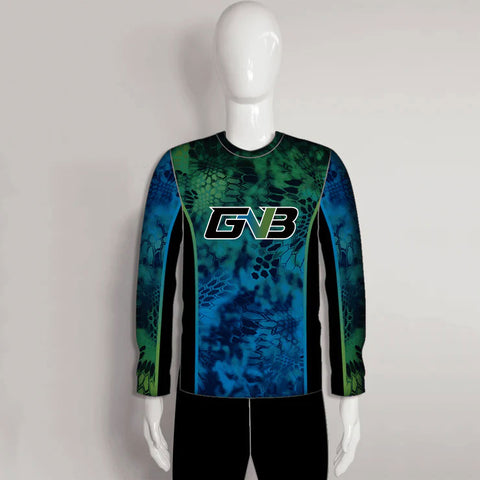 FJZ75 Green Blue Color Block Performance Custom Fishing Shirts