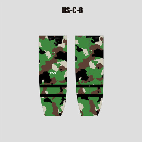 HSC8 Sublimated Custom Green Camo Hockey Socks