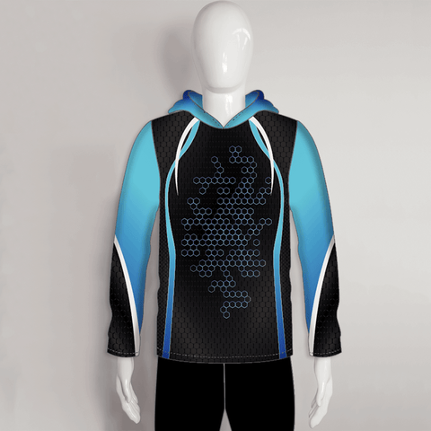 FHX01 Hexagon Gradient Blue Performance Custom Fishing Hoodies - YoungSpeeds