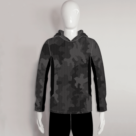 FHX018 Dark Grey Hexagon Camo Custom Performance Fishing Hoodies - YoungSpeeds