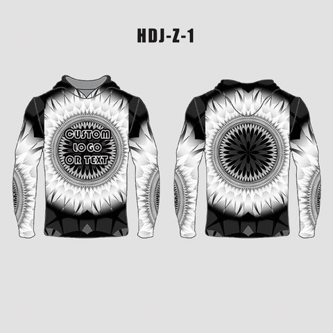 Black White Abstract Fractal Shape Custom EDM Rave Hoodie - YoungSpeeds
