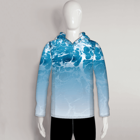 FHX024 White Foam Blue Ocean Surface Custom UPF Fishing Hoodies - YoungSpeeds