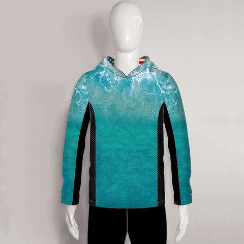 FHX026 Blue Sea Water Surface Texture American Flag Custom Fishing Hoodies - YoungSpeeds