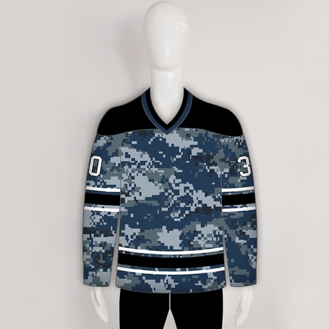 Navy Digital Camouflage Custom Made Hockey Jerseys - YoungSpeeds