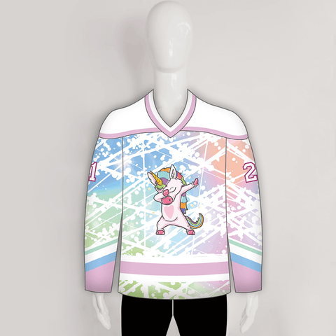 HJL1 Sparkle Dabbing Unicorn Custom Hockey Jerseys - YoungSpeeds