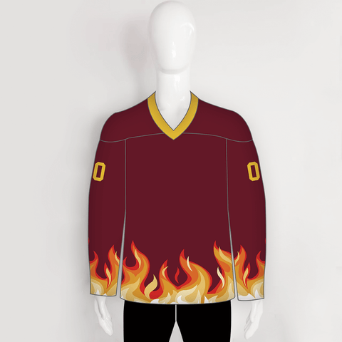 YS58 Maroon/Gold Sublimated Custom Hockey Jerseys Design - YoungSpeeds