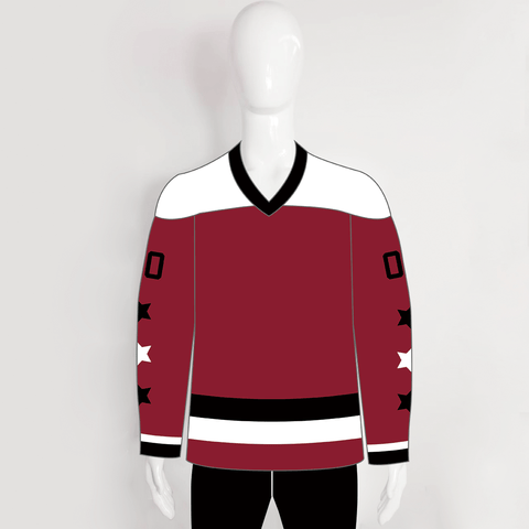 YS60 Burgundy/White/Black Custom Ice Roller Hockey Jerseys Design - YoungSpeeds