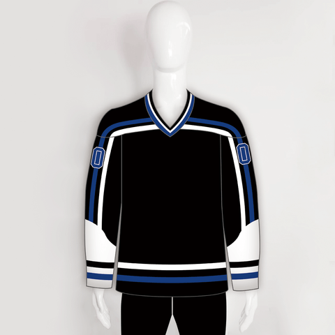 YS69 Black/White/Blue Custom Ice Roller Hockey Jerseys Design - YoungSpeeds