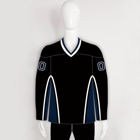 YS71 Black/Navy Sublimated Custom Ice Roller Hockey Jerseys - YoungSpeeds