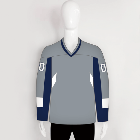 YS75 Grey/Navy/White Custom Ice Roller Blank Hockey Jerseys - YoungSpeeds