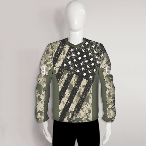 PJZ10 American Flag Green Camo Custom Paintball Jerseys - YoungSpeeds