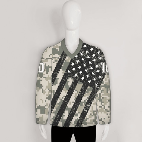 HJZ121 American Flag US Army Camo Sublimated Custom Hockey Jerseys - YoungSpeeds