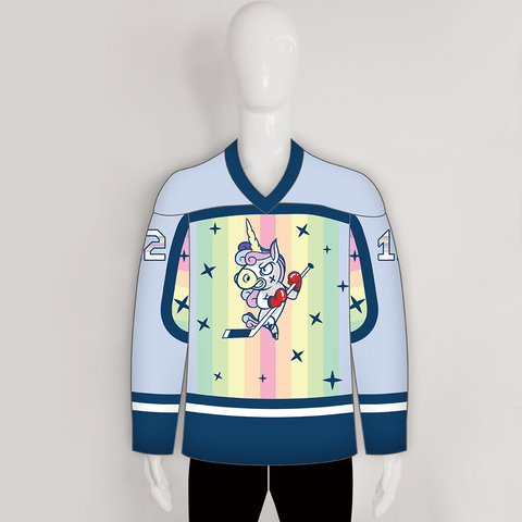 HJZ289 Angry Unicorn with Hockey Stick Custom Hockey Jerseys - YoungSpeeds