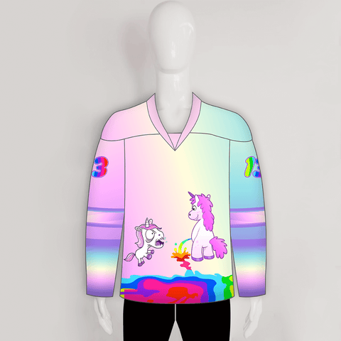 HJZ308 Unicorn Pissing Rainbow Hilarious Custom Hockey Jerseys - YoungSpeeds