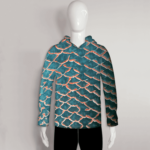 FHJ08 Dark Green Fish Scale Custom Performance Fishing Sun Hoodies - YoungSpeeds